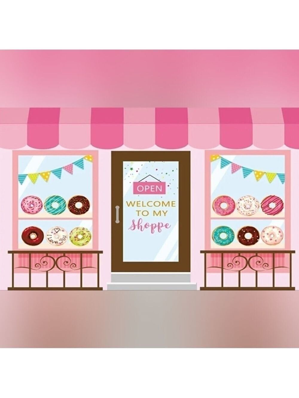 Donut Shop Birthday Baby Shower Photography Backdrop Size 7x5ft - New In Package